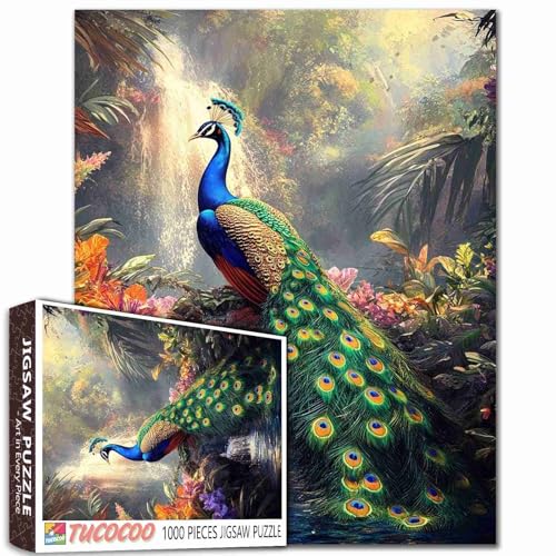 Aihonmin Pfauen-Puzzle, 1000 Teile für Erwachsene, Wald, Wasserfall, Kunst, Puzzle, DIY, buntes Tierhandwerk, Puzzle, Malerei, Puzzle für Heimdekoration, Geschenke, 50,8 x 68,9 cm Aihonmin Pfauen-Puzzle, 1000 Teile für Erwachsene, Wald, Wasserfall, Kunst, Puzzle, DIY, buntes Tierhandwerk, Puzzle, Malerei, Puzzle für Heimdekoration, Geschenke, 50,8 x 68,9 cm von Aihonmin