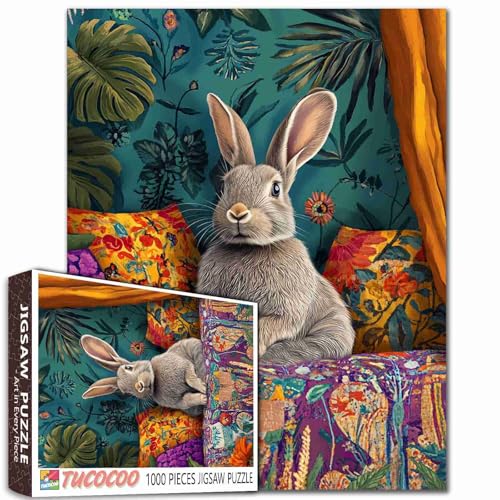 Aihonmin Puzzle Kaninchen auf Sofa 1000 Teile Bunny Tier Puzzles für Erwachsene Botanische Kunst Puzzles für anspruchsvolle Familienaktivitätsspiele DIY Handarbeit Puzzle für Zuhause Wanddekoration Aihonmin Puzzle Kaninchen auf Sofa 1000 Teile Bunny Tier Puzzles für Erwachsene Botanische Kunst Puzzles für anspruchsvolle Familienaktivitätsspiele DIY Handarbeit Puzzle für Zuhause Wanddekoration von Aihonmin