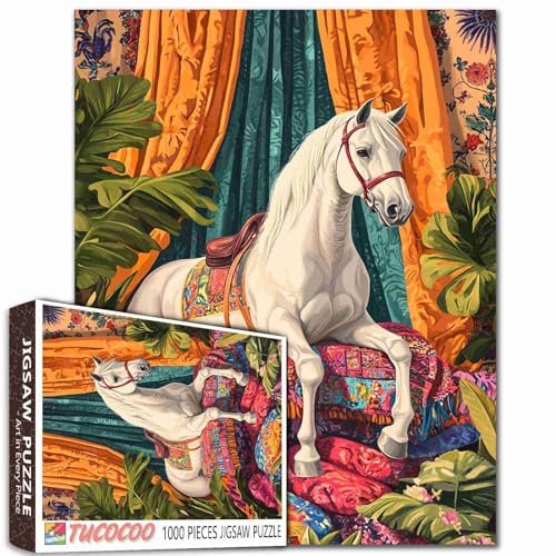 Aihonmin Weißes Pferd, Puzzles für Erwachsene, rosa Kissen, 1000 Teile, Puzzles für Familienaktivitäten, botanische Raumkunst, Puzzle, DIY, Bastelpuzzle, Heimdekoration, einzigartiges Geschenk, 50,8 x Aihonmin Weißes Pferd, Puzzles für Erwachsene, rosa Kissen, 1000 Teile, Puzzles für Familienaktivitäten, botanische Raumkunst, Puzzle, DIY, Bastelpuzzle, Heimdekoration, einzigartiges Geschenk, 50,8 x von Aihonmin