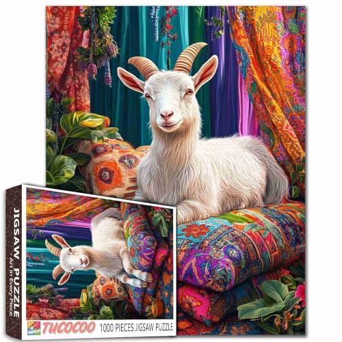 Aihonmin Ziegentier-Puzzles für Erwachsene, 1000 Teile, Schafkunst-Puzzle, buntes Raum-Puzzle für anspruchsvolle Familienaktivitäten, Spiel, Bastelpuzzle, Heimdekoration, handgefertigte Geschenke Aihonmin Ziegentier-Puzzles für Erwachsene, 1000 Teile, Schafkunst-Puzzle, buntes Raum-Puzzle für anspruchsvolle Familienaktivitäten, Spiel, Bastelpuzzle, Heimdekoration, handgefertigte Geschenke von Aihonmin