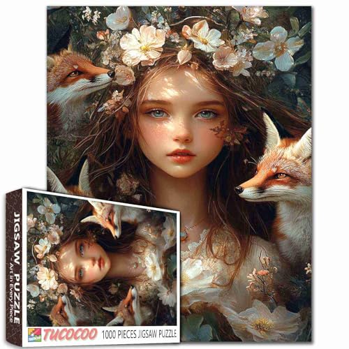 Angel Girl Puzzles für Erwachsene 1000 Teile Tier Fuchs Puzzle für Spielabende Einzigartiges Puzzle für anspruchsvolle Familienaktivität Spiel DIY Handwerk Puzzle Heimdekoration Geschenke von Aihonmin