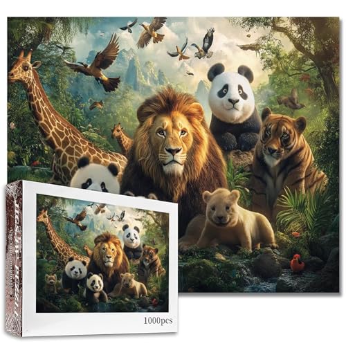 Animal Forest Puzzle für Erwachsene, 1000 Teile, 68 x 50 cm, Tier-Dschungel-Puzzle, Wildtiere, Dschungel-Puzzle, herausfordernde Familienaktivitäten, bunte DIY-Handarbeit, Bastelpuzzle für Animal Forest Puzzle für Erwachsene, 1000 Teile, 68 x 50 cm, Tier-Dschungel-Puzzle, Wildtiere, Dschungel-Puzzle, herausfordernde Familienaktivitäten, bunte DIY-Handarbeit, Bastelpuzzle für von Aihonmin
