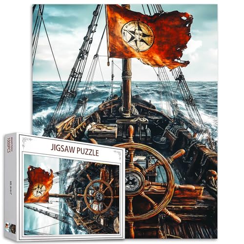 Aihonmin Captain Ship Puzzle 1000 Teile Ozeanreise Puzzle für Erwachsene Einfaches Familienpuzzle DIY Handwerk Puzzles Stressabbau Spielabende Kunst Home Wall Decor Einzigartiges Geschenk 50,8 x 68,9 von Aihonmin