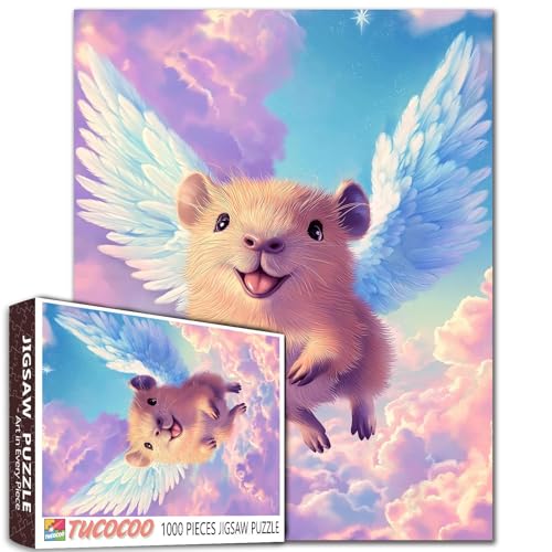 Capybara Baby-Engelsflügel, bunte Wolken, 1000-teiliges Puzzle, Erwachsene, Anfänger, Familienspiel, Kunst, Spielzeug, Heimdekoration, Geschenk, 68 x 50 cm Capybara Baby-Engelsflügel, bunte Wolken, 1000-teiliges Puzzle, Erwachsene, Anfänger, Familienspiel, Kunst, Spielzeug, Heimdekoration, Geschenk, 68 x 50 cm von Aihonmin