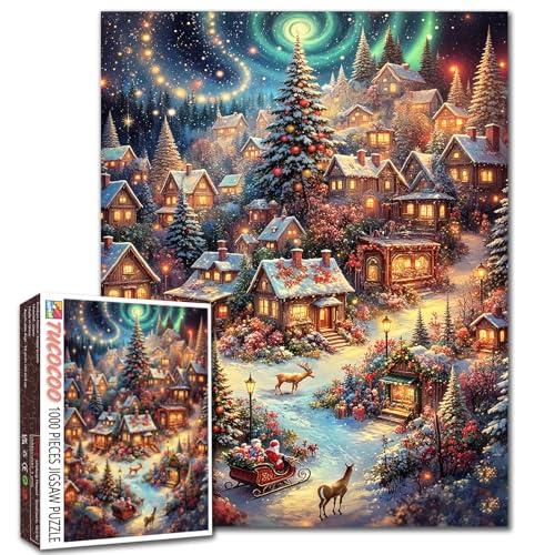 Christmas Town 1000 Teile Puzzle für Erwachsene und Anfänger, Weihnachtsschlitten, Rentier, Weihnachtsgeschenke, Puzzle, herausfordernde Familienaktivitätsspiele, Puzzle für Heimdekoration, Geschenke Christmas Town 1000 Teile Puzzle für Erwachsene und Anfänger, Weihnachtsschlitten, Rentier, Weihnachtsgeschenke, Puzzle, herausfordernde Familienaktivitätsspiele, Puzzle für Heimdekoration, Geschenke von Aihonmin
