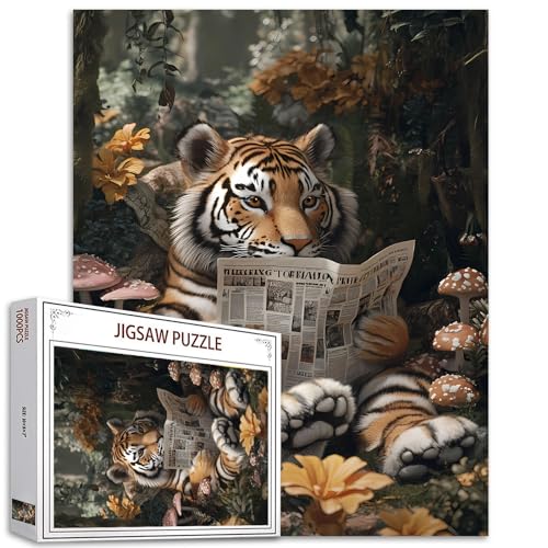 Dschungeltiere, Puzzle für Erwachsene, Tiger-Lesen, Zeitungen, Bilder, Waldpuzzles für anspruchsvolle Familienaktivitäten, Spiel, DIY-Handarbeit, Puzzles, Heimdekoration, Geschenke, 50,8 x 68,9 cm Dschungeltiere, Puzzle für Erwachsene, Tiger-Lesen, Zeitungen, Bilder, Waldpuzzles für anspruchsvolle Familienaktivitäten, Spiel, DIY-Handarbeit, Puzzles, Heimdekoration, Geschenke, 50,8 x 68,9 cm von Aihonmin
