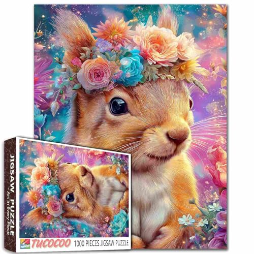 Eichhörnchen-Fantasie-Puzzle, Anime, Tierkunst, helle Glitzer-Details, magische Wald-Szene, 68 x 50 cm, für Teenager und Erwachsene, Entspannungsaktivität, 1000 Teile Eichhörnchen-Fantasie-Puzzle, Anime, Tierkunst, helle Glitzer-Details, magische Wald-Szene, 68 x 50 cm, für Teenager und Erwachsene, Entspannungsaktivität, 1000 Teile von Aihonmin