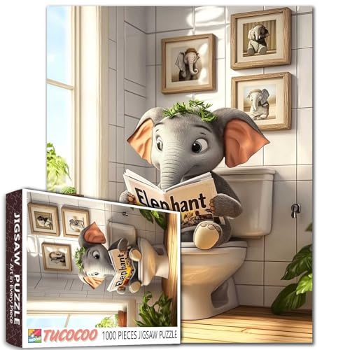 Elefanten-Lesemagazin, 1000 Teile, Puzzle, 50 x 70 cm, bunt, DIY-Puzzles für Heimdekoration, Geschenke, Familienpuzzle, perfekt für Spieleabende Elefanten-Lesemagazin, 1000 Teile, Puzzle, 50 x 70 cm, bunt, DIY-Puzzles für Heimdekoration, Geschenke, Familienpuzzle, perfekt für Spieleabende von Aihonmin