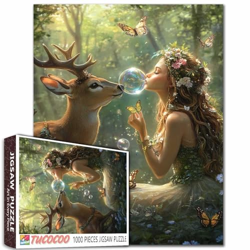Elfen- und Hirsch-Puzzle, 1000 Teile, Feen-Engel-Kunst-Puzzles für anspruchsvolle Familienspiele, Wald, DIY, Handarbeit, Puzzle für Zuhause, Wanddekoration, Geschenke, Spielabende, 50,8 x 68,9 cm Elfen- und Hirsch-Puzzle, 1000 Teile, Feen-Engel-Kunst-Puzzles für anspruchsvolle Familienspiele, Wald, DIY, Handarbeit, Puzzle für Zuhause, Wanddekoration, Geschenke, Spielabende, 50,8 x 68,9 cm von Aihonmin