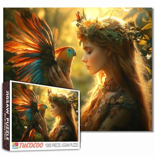 Engel und Vogel Puzzle für Erwachsene, magisches glitzerndes Feen-Puzzle für anspruchsvolle Familienaktivitäten, Kunstwerk-Puzzle für Heimdekoration, einzigartige Geschenke, 50,8 x 68,9 cm, 1000 Teile Engel und Vogel Puzzle für Erwachsene, magisches glitzerndes Feen-Puzzle für anspruchsvolle Familienaktivitäten, Kunstwerk-Puzzle für Heimdekoration, einzigartige Geschenke, 50,8 x 68,9 cm, 1000 Teile von Aihonmin