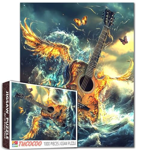 Fire and Water Fantasy-Gitarren-Puzzle, 1000 Teile für Erwachsene, Musikinstrument-Puzzle, für anspruchsvolle Familienaktivitäten, DIY-Handarbeit, Ozeanwellen, Kunst-Puzzle, Heimdekoration, Geschenk Fire and Water Fantasy-Gitarren-Puzzle, 1000 Teile für Erwachsene, Musikinstrument-Puzzle, für anspruchsvolle Familienaktivitäten, DIY-Handarbeit, Ozeanwellen, Kunst-Puzzle, Heimdekoration, Geschenk von Aihonmin