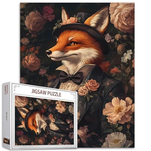 Fox Wearing Suit Puzzles for Adults 1000 Pieces Animal Flowers Jigsaw Puzzles for Game Nights Funny Art Jigsaw Puzzle for Challenging Activity Game DIY Craft Puzzle Home Decor Unique Gifts Fox Wearing Suit Puzzles for Adults 1000 Pieces Animal Flowers Jigsaw Puzzles for Game Nights Funny Art Jigsaw Puzzle for Challenging Activity Game DIY Craft Puzzle Home Decor Unique Gifts von Aihonmin