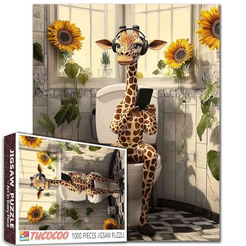 Giraffe Hören Musik 1000 Teile Puzzle Rustikales Badezimmer 50 x 70 cm Bauernhaus Wandkunst Herausfordernde Familienaktivitätsspiele Buntes DIY Handwerk Puzzle für Heimdekoration Geschenke Giraffe Hören Musik 1000 Teile Puzzle Rustikales Badezimmer 50 x 70 cm Bauernhaus Wandkunst Herausfordernde Familienaktivitätsspiele Buntes DIY Handwerk Puzzle für Heimdekoration Geschenke von Aihonmin