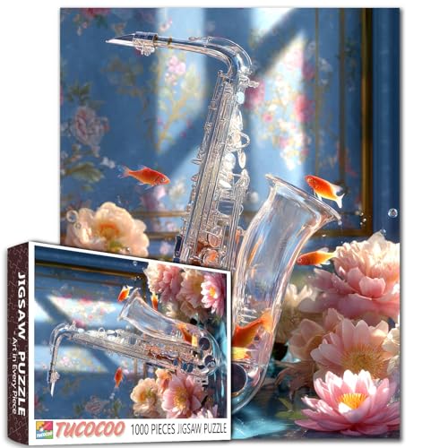Glas Saxophon Puzzles für Erwachsene 1000 Stück Lotus Koi Fisch Jigsaw Puzzles für Spielabende Rosa Seerosen Puzzle für herausfordernde Familienaktivitätsspiel DIY Handwerk Puzzle Heimdekoration Glas Saxophon Puzzles für Erwachsene 1000 Stück Lotus Koi Fisch Jigsaw Puzzles für Spielabende Rosa Seerosen Puzzle für herausfordernde Familienaktivitätsspiel DIY Handwerk Puzzle Heimdekoration von Aihonmin