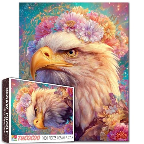 Glatzenadler-Puzzle, magischer funkelnder Hintergrund, super detaillierte Tierkunst, Anime-Charakter-Design, 50 x 70 cm, pädagogische Aktivität für Erwachsene, 1000 Teile von Aihonmin