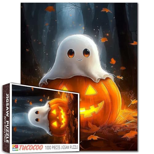 Glühender Kürbis-Geisterwald, 1000-teiliges Puzzle, Herbstblätter, fallende niedliche digitale Kunst, Halloween-Dekoration, 68 x 50 cm Glühender Kürbis-Geisterwald, 1000-teiliges Puzzle, Herbstblätter, fallende niedliche digitale Kunst, Halloween-Dekoration, 68 x 50 cm von Aihonmin