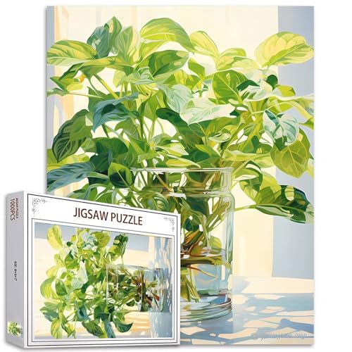 Grüne Pflanzen in Glasvase, 1000-teiliges Puzzle für Erwachsene, Pothos-Pflanzenpuzzles, herausfordernde Familienaktivitäten, buntes Bastelpuzzle für Heimdekoration, Geschenke, 68 x 50 cm Grüne Pflanzen in Glasvase, 1000-teiliges Puzzle für Erwachsene, Pothos-Pflanzenpuzzles, herausfordernde Familienaktivitäten, buntes Bastelpuzzle für Heimdekoration, Geschenke, 68 x 50 cm von Aihonmin