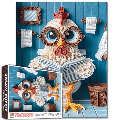 Hahn sitzend auf Toilette Puzzle für Erwachsene 1000 Teile Lustige Bauernhoftier-Lesebücher Puzzles Wandkunst Dekor Geschenk Familienaktivität Perfekt für Spieleabend Badezimmer Wanddekoration 19,7 x Hahn sitzend auf Toilette Puzzle für Erwachsene 1000 Teile Lustige Bauernhoftier-Lesebücher Puzzles Wandkunst Dekor Geschenk Familienaktivität Perfekt für Spieleabend Badezimmer Wanddekoration 19,7 x von Aihonmin