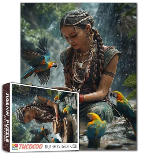 Heiler- und Ara-Feder-Puzzle, Fluss-Tonmuster mit Kanu-Felsen, 1000 Teile, Naturmedizin, Kunst-Puzzle, 50 × 70 cm, herausfordernde Familienaktivitätsspiele für Heimdekoration, Geschenke Heiler- und Ara-Feder-Puzzle, Fluss-Tonmuster mit Kanu-Felsen, 1000 Teile, Naturmedizin, Kunst-Puzzle, 50 × 70 cm, herausfordernde Familienaktivitätsspiele für Heimdekoration, Geschenke von Aihonmin