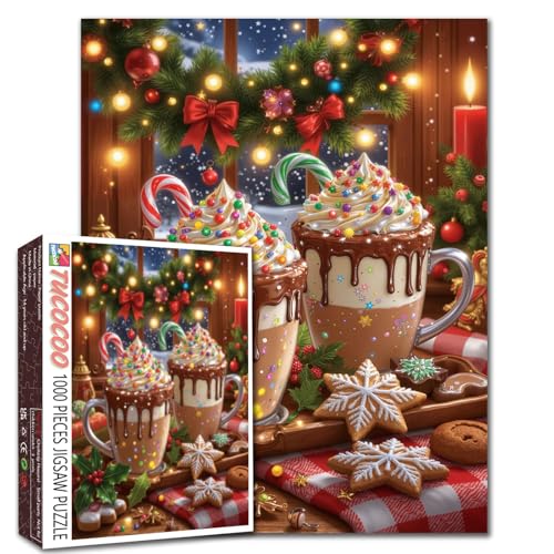 Hot Chocolate Drinks Candy Canes Cookies Christmas 1000 Piece Puzzle for Adults Beginners Festive DIY Craft Family Activity 27x20 Inches Hot Chocolate Drinks Candy Canes Cookies Christmas 1000 Piece Puzzle for Adults Beginners Festive DIY Craft Family Activity 27x20 Inches von Aihonmin