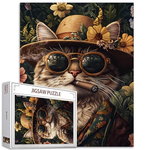 Katze trägt Sonnenbrille Puzzle für Erwachsene Tiere und Blumen 1000 Teile Puzzles für herausfordernde Familienaktivitätsspiele Kunst Puzzle DIY Handwerk Puzzles Heimdekoration Einzigartige Katze trägt Sonnenbrille Puzzle für Erwachsene Tiere und Blumen 1000 Teile Puzzles für herausfordernde Familienaktivitätsspiele Kunst Puzzle DIY Handwerk Puzzles Heimdekoration Einzigartige von Aihonmin