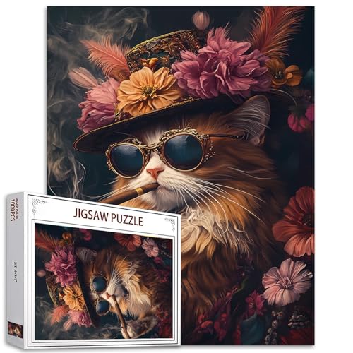 Katzen Rauchen Puzzles für Erwachsene 1000 Teile Tiere tragen Sonnenbrille DIY Handarbeit Puzzles Reise Puzzles für Heimdekoration Einzigartige Schwierige und Herausforderung Großes Puzzle Lernspiele Katzen Rauchen Puzzles für Erwachsene 1000 Teile Tiere tragen Sonnenbrille DIY Handarbeit Puzzles Reise Puzzles für Heimdekoration Einzigartige Schwierige und Herausforderung Großes Puzzle Lernspiele von Aihonmin