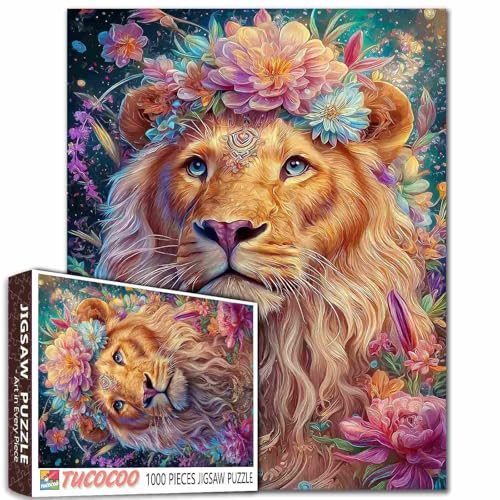 König der Löwen Puzzle 1000 Teile Majestätische Anime Kunst Leuchtende Mähne Blumenkrone Magischer Sonnenuntergang Hintergrund 27x20 Zoll Detailliertes Tierporträt König der Löwen Puzzle 1000 Teile Majestätische Anime Kunst Leuchtende Mähne Blumenkrone Magischer Sonnenuntergang Hintergrund 27x20 Zoll Detailliertes Tierporträt von Aihonmin