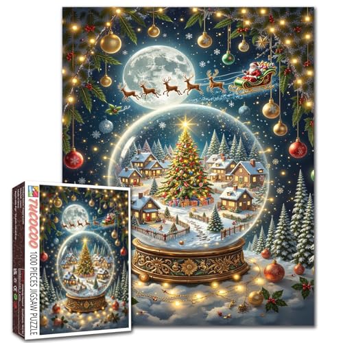 Kristallkugel-Puzzle, 1000-teiliges Puzzle für Erwachsene und Anfänger, Weihnachtsmann-Schneedorf, herausfordernde Familienaktivitäten, buntes Bastelpuzzle für Heimdekoration, Geschenke, 50,8 x 68,6 Kristallkugel-Puzzle, 1000-teiliges Puzzle für Erwachsene und Anfänger, Weihnachtsmann-Schneedorf, herausfordernde Familienaktivitäten, buntes Bastelpuzzle für Heimdekoration, Geschenke, 50,8 x 68,6 von Aihonmin