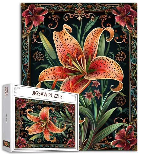 Lilienblüten-Puzzles für Erwachsene, 1000 Teile, russischer Palekh-Stil, 50,8 x 68,9 cm, buntes DIY-Puzzles für Heimdekoration, Familienpuzzle, perfekt für Spieleabende Lilienblüten-Puzzles für Erwachsene, 1000 Teile, russischer Palekh-Stil, 50,8 x 68,9 cm, buntes DIY-Puzzles für Heimdekoration, Familienpuzzle, perfekt für Spieleabende von Aihonmin