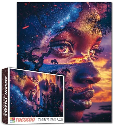 Maasai Woman African Savanna Sunset 1000 Teile Puzzle für Erwachsene Anfänger anspruchsvolles Familienaktivitätsspiel DIY Handwerk Heimdekoration Geschenk 68,6 x 50,8 cm Maasai Woman African Savanna Sunset 1000 Teile Puzzle für Erwachsene Anfänger anspruchsvolles Familienaktivitätsspiel DIY Handwerk Heimdekoration Geschenk 68,6 x 50,8 cm von Aihonmin