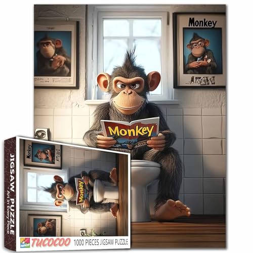 Monkey Magazinleser, 1000 Teile, Puzzle, Himmelsfenster, 50 x 70 cm, bunt, DIY-Puzzle, Heimdekoration, Geschenke, Familienpuzzle, perfekt für Spieleabende Monkey Magazinleser, 1000 Teile, Puzzle, Himmelsfenster, 50 x 70 cm, bunt, DIY-Puzzle, Heimdekoration, Geschenke, Familienpuzzle, perfekt für Spieleabende von Aihonmin