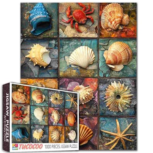 Muscheln Puzzles für Erwachsene 1000 Stück Seestern und Muschel DIY Handarbeitspuzzles Meerestiere Kunst Puzzles für Heimdekoration Herausforderung Puzzle Stressabbau Spielabende Einzigartiges von Aihonmin