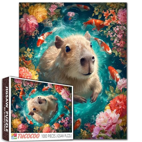 Niedliches Capybara-Schwimmpuzzle für Erwachsene, Tiere, Koi-Fisch, 1000 Teile, Puzzles für Familienaktivitäten, Blumen, Kunst, Puzzle, DIY, Bastelpuzzle, Heimdekoration, einzigartiges Geschenk, 50,8 Niedliches Capybara-Schwimmpuzzle für Erwachsene, Tiere, Koi-Fisch, 1000 Teile, Puzzles für Familienaktivitäten, Blumen, Kunst, Puzzle, DIY, Bastelpuzzle, Heimdekoration, einzigartiges Geschenk, 50,8 von Aihonmin