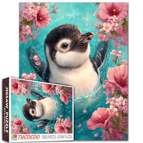 Niedliches Pinguin-Schwimmpuzzle für Erwachsene, 1000 Teile, Tier-Puzzle, rosa Blumen, Kunst-Puzzle, buntes Puzzle für anspruchsvolle Familienaktivitäten, Spiel, Basteln, Heimdekoration Niedliches Pinguin-Schwimmpuzzle für Erwachsene, 1000 Teile, Tier-Puzzle, rosa Blumen, Kunst-Puzzle, buntes Puzzle für anspruchsvolle Familienaktivitäten, Spiel, Basteln, Heimdekoration von Aihonmin