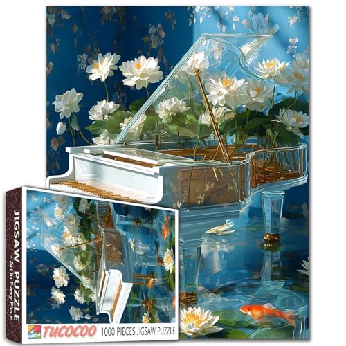 Puzzle aus Glas mit Klavier und Lotus, für Erwachsene, 1000 Teile, Seerosen und Koi-Fische, DIY-Puzzles für anspruchsvolle Familienaktivitäten, Handarbeit, Puzzle, Heimdekoration, Kunst, Handwerk Puzzle aus Glas mit Klavier und Lotus, für Erwachsene, 1000 Teile, Seerosen und Koi-Fische, DIY-Puzzles für anspruchsvolle Familienaktivitäten, Handarbeit, Puzzle, Heimdekoration, Kunst, Handwerk von Aihonmin