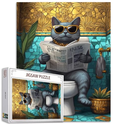 Puzzle mit blauen Katzen, 1000 Teile, für Erwachsene, Tiere, Toiletten-Puzzle, interessantes Wildtier-Puzzle, 68,6 x 50,8 cm, herausfordernde Familienaktivitäten, buntes DIY-Bastelpuzzle für Puzzle mit blauen Katzen, 1000 Teile, für Erwachsene, Tiere, Toiletten-Puzzle, interessantes Wildtier-Puzzle, 68,6 x 50,8 cm, herausfordernde Familienaktivitäten, buntes DIY-Bastelpuzzle für von Aihonmin