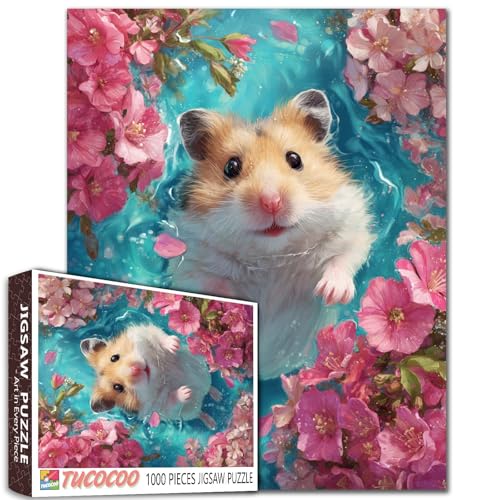Puzzle mit niedlichem Hamster, schwimmend, 1000 Teile, für Erwachsene, Tier, rosa Blumen, Unterwasser-Puzzle, für anspruchsvolle Familienaktivitäten, buntes DIY-Kunst-Puzzle, Heimdekoration Puzzle mit niedlichem Hamster, schwimmend, 1000 Teile, für Erwachsene, Tier, rosa Blumen, Unterwasser-Puzzle, für anspruchsvolle Familienaktivitäten, buntes DIY-Kunst-Puzzle, Heimdekoration von Aihonmin