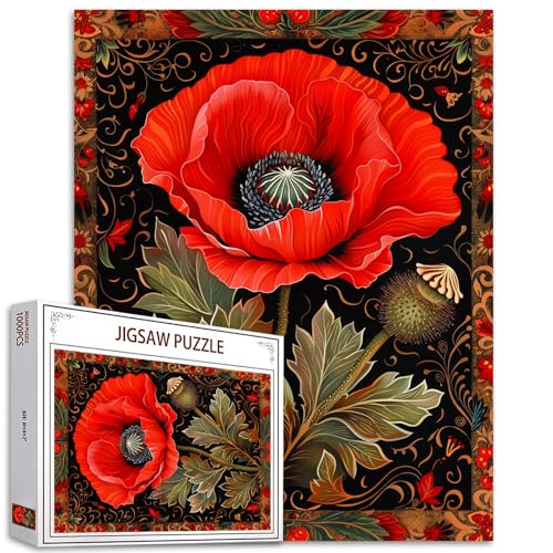 Puzzle mit roten Mohnblumen, 1000 Teile, Puzzles für Erwachsene, keltischer Hintergrund, Puzzles für anspruchsvolle Familienaktivitäten, Bastelarbeiten, buntes Puzzle für Heimdekoration, Geschenke, Puzzle mit roten Mohnblumen, 1000 Teile, Puzzles für Erwachsene, keltischer Hintergrund, Puzzles für anspruchsvolle Familienaktivitäten, Bastelarbeiten, buntes Puzzle für Heimdekoration, Geschenke, von Aihonmin