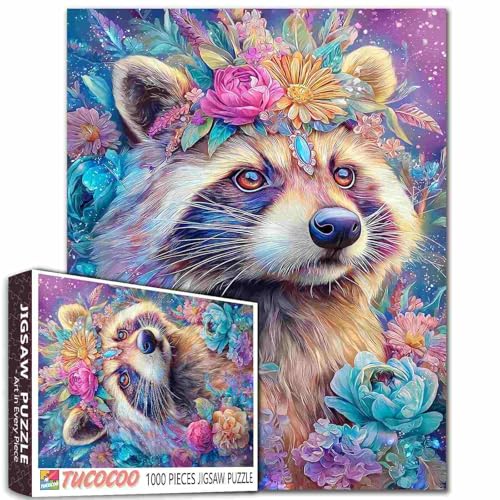 Raccoon Night Puzzle 1000 Teile Mondschein Wald Szene Anime Maske Design Leuchtende Blumen 68,6 x 50,8 cm Komplexe Erwachsenen-Puzzle-Aktivität Raccoon Night Puzzle 1000 Teile Mondschein Wald Szene Anime Maske Design Leuchtende Blumen 68,6 x 50,8 cm Komplexe Erwachsenen-Puzzle-Aktivität von Aihonmin