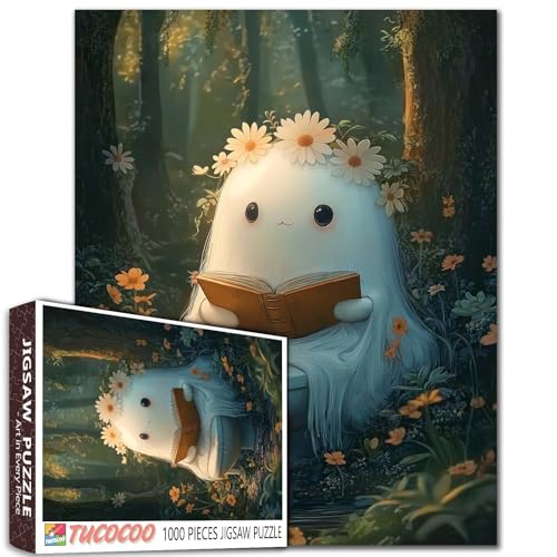 Reading Ghost Forest Puzzle, 1000 Teile, Pastellfarben, Miyazaki-inspiriert, digitales Kunstporträt, 68 x 50 cm Reading Ghost Forest Puzzle, 1000 Teile, Pastellfarben, Miyazaki-inspiriert, digitales Kunstporträt, 68 x 50 cm von Aihonmin