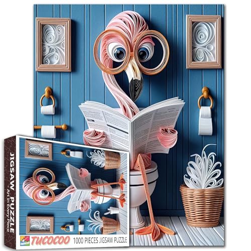 Rosa Flamingos auf Toilette Puzzles für Erwachsene 1000 Teile Lustige Badezimmer Tier Lesen Bücher Puzzles Unmöglich Schwer Schwierig Herausforderung für Erwachsene Geburtstagsfeier Spielzeug für Rosa Flamingos auf Toilette Puzzles für Erwachsene 1000 Teile Lustige Badezimmer Tier Lesen Bücher Puzzles Unmöglich Schwer Schwierig Herausforderung für Erwachsene Geburtstagsfeier Spielzeug für von Aihonmin