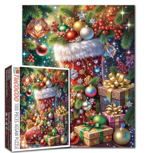 Roter Weihnachtsstrumpf Juwelen Ornamente Geschenkboxen 1000 Teile Puzzle für Erwachsene Anfänger DIY Handwerk Herausfordernde Familienaktivität 68,6 x 50,8 cm Roter Weihnachtsstrumpf Juwelen Ornamente Geschenkboxen 1000 Teile Puzzle für Erwachsene Anfänger DIY Handwerk Herausfordernde Familienaktivität 68,6 x 50,8 cm von Aihonmin