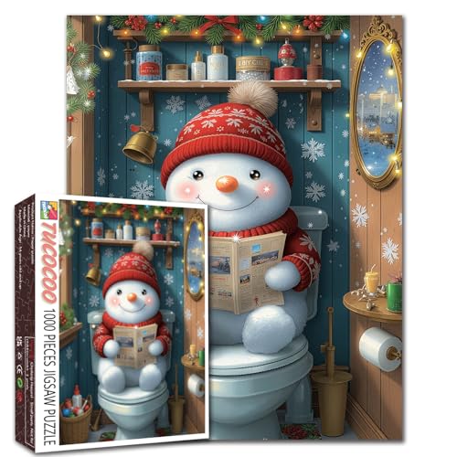 Schneemann Badezimmer Humorvolle Weihnachtsszene 1000 Teile Puzzle für Erwachsene Anfänger Familienspiel DIY Heimdekoration Geschenk 68,6 x 50,8 cm Schneemann Badezimmer Humorvolle Weihnachtsszene 1000 Teile Puzzle für Erwachsene Anfänger Familienspiel DIY Heimdekoration Geschenk 68,6 x 50,8 cm von Aihonmin