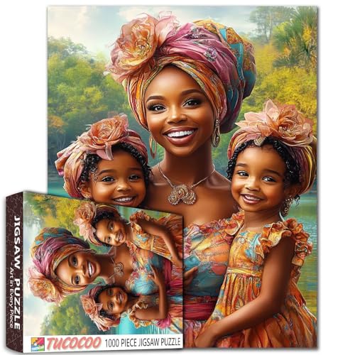 Schwarze Frau und ihre zwei Töchter, 1000-teiliges Puzzle für Erwachsene, 68,6 x 50,8 cm, bunte DIY-Puzzles für Heimdekoration, Geschenke, Familienpuzzle, perfekt für Spieleabende Schwarze Frau und ihre zwei Töchter, 1000-teiliges Puzzle für Erwachsene, 68,6 x 50,8 cm, bunte DIY-Puzzles für Heimdekoration, Geschenke, Familienpuzzle, perfekt für Spieleabende von Aihonmin