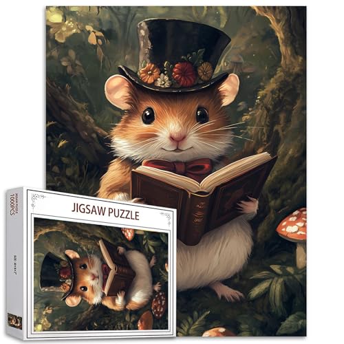 Tier-Lesebuch-Puzzle, 1000 Teile, Hamster im Wald, Puzzle für Erwachsene, einfaches Familienpuzzle, Bastelpuzzle, Stressabbau, Spielabende, Kunst, Heimwanddekoration, einzigartiges Geschenk, 50,8 x Tier-Lesebuch-Puzzle, 1000 Teile, Hamster im Wald, Puzzle für Erwachsene, einfaches Familienpuzzle, Bastelpuzzle, Stressabbau, Spielabende, Kunst, Heimwanddekoration, einzigartiges Geschenk, 50,8 x von Aihonmin