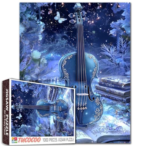 Violinen-Puzzle für Erwachsene, Musikinstrument, Puzzle für anspruchsvolle Familienaktivitäten, Spielbücher und blaue Blumen, Kunstwerk-Puzzle für Heimdekoration, einzigartige Geschenke, 50,8 x 68,9 Violinen-Puzzle für Erwachsene, Musikinstrument, Puzzle für anspruchsvolle Familienaktivitäten, Spielbücher und blaue Blumen, Kunstwerk-Puzzle für Heimdekoration, einzigartige Geschenke, 50,8 x 68,9 von Aihonmin