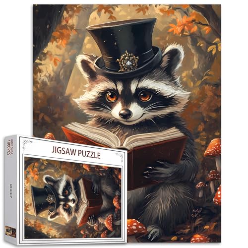 Waschbär-Lesebuch, 1000-teiliges Puzzle für Erwachsene, Tiere, Puzzle für anspruchsvolle Familienaktivitäten, Spiel, DIY-Pilze, Kunstwerk-Puzzle für Heimdekoration, Geschenke, 50,8 x 68,9 cm Waschbär-Lesebuch, 1000-teiliges Puzzle für Erwachsene, Tiere, Puzzle für anspruchsvolle Familienaktivitäten, Spiel, DIY-Pilze, Kunstwerk-Puzzle für Heimdekoration, Geschenke, 50,8 x 68,9 cm von Aihonmin