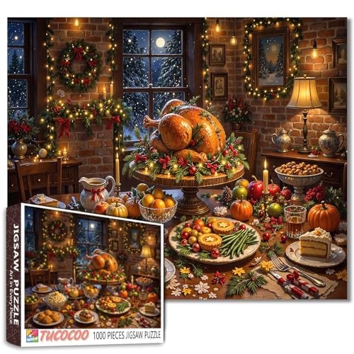 Weihnachtspuzzle, 1000-teiliges Puzzle für Erwachsene und Anfänger, Weihnachtsbraten, Truthahn, Puzzle, Weihnachtsmann-Puzzle, für Heimdekoration, Geschenke, Familienpuzzle, perfekt für Spieleabende Weihnachtspuzzle, 1000-teiliges Puzzle für Erwachsene und Anfänger, Weihnachtsbraten, Truthahn, Puzzle, Weihnachtsmann-Puzzle, für Heimdekoration, Geschenke, Familienpuzzle, perfekt für Spieleabende von Aihonmin