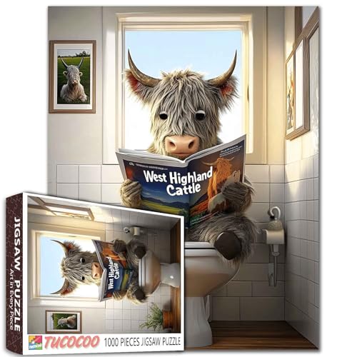 West Highland Rinder-Lese-Puzzle, Bauernhaus-Stil, 50 x 70 cm, anspruchsvolle Wanddekoration, Geschenk, bunte DIY-Puzzles für Heimdekoration, Geschenke, Familienpuzzle, perfekt für Spielabende West Highland Rinder-Lese-Puzzle, Bauernhaus-Stil, 50 x 70 cm, anspruchsvolle Wanddekoration, Geschenk, bunte DIY-Puzzles für Heimdekoration, Geschenke, Familienpuzzle, perfekt für Spielabende von Aihonmin
