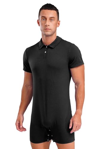 Aiihoo Bodysuit Herren Kurzarm Einteiliger Overall Atmungsaktiv Jumpsuit mit Knopfverschluss Männer Sportbody Unterhemd Schwarz XL Aiihoo Bodysuit Herren Kurzarm Einteiliger Overall Atmungsaktiv Jumpsuit mit Knopfverschluss Männer Sportbody Unterhemd Schwarz XL von Aiihoo